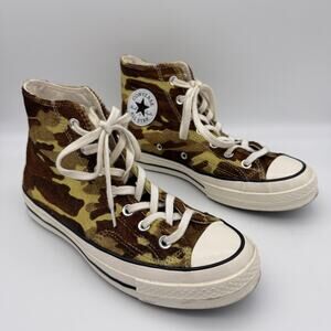 Converse Chuck Taylor All Star 70 Hi Womens 8 Camo Pony Hair Leather 6MGreen